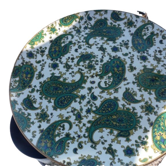 Vintage Kitchen Canister Set Takahashi Nesting Container Green Paisley Tray MCM - Picture 4 of 13